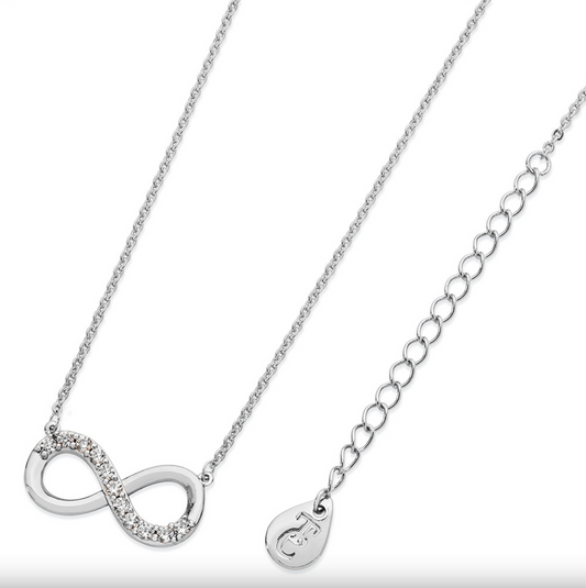 Tipperary Crystal Part Stone Set Infinity Pendant Silver