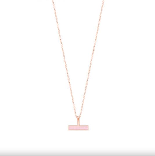 Tipperary Crystal Pink T-Bar Pendant Rose Gold