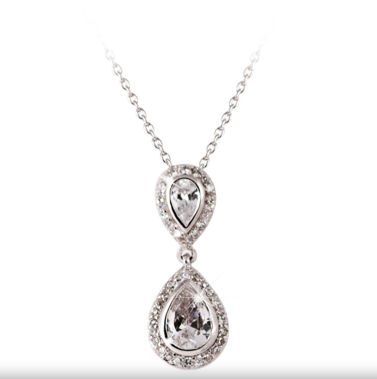 Tipperary Crystal Silver Pendant Pear Shape Drop