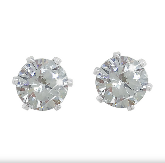 Tipperary Crystal Silver Stud Earrings Clear Stone 4Mm