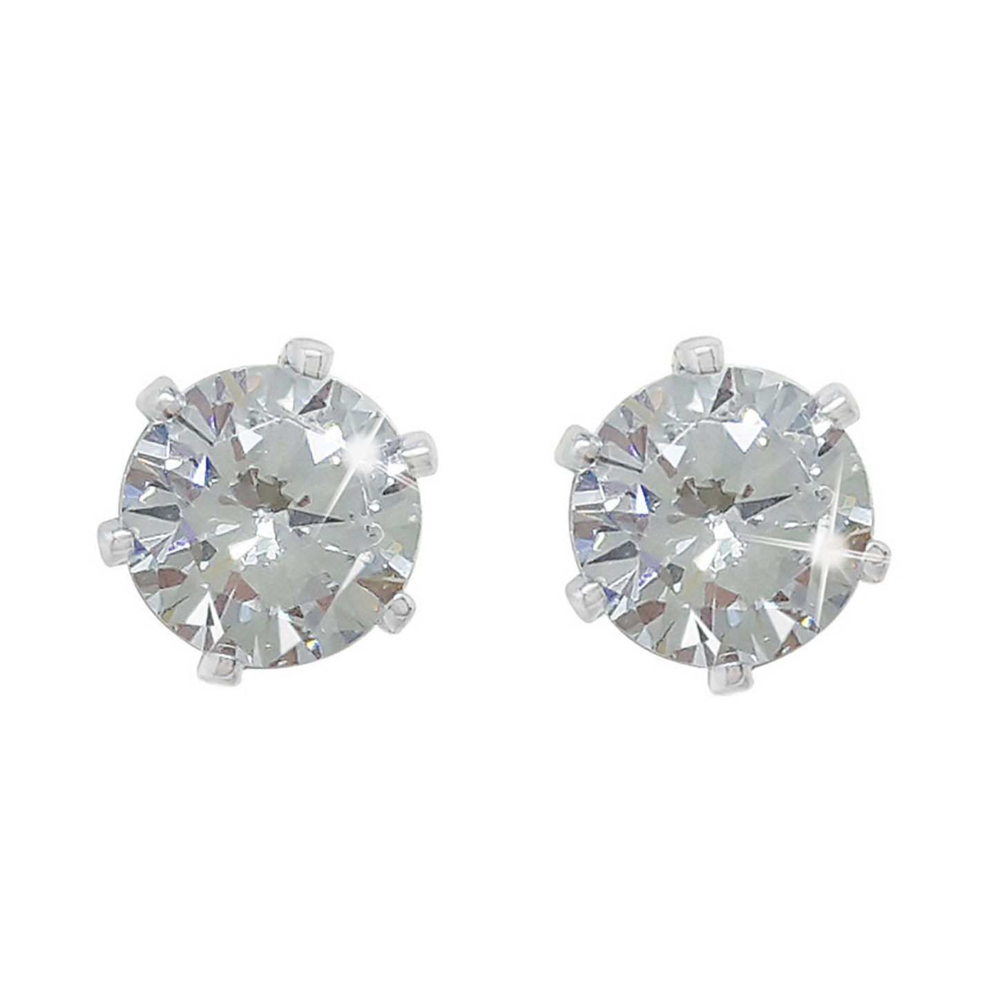 Tipperary Crystal Silver Stud Earrings Clear Stone 6Mm