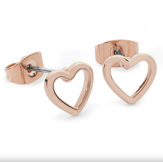 Tipperary Crystal Simple Heart Earrings Rose Gold