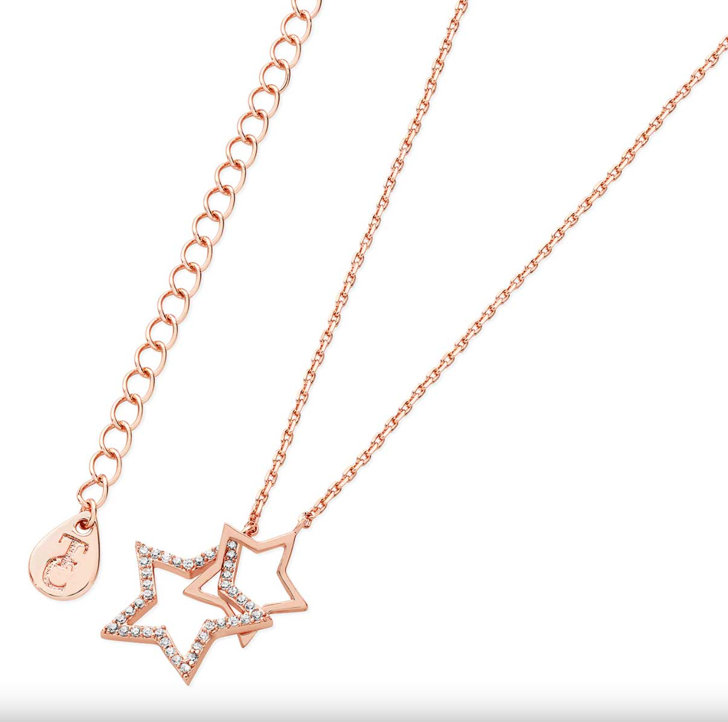 Tipperary Crystal Star Interlocking Pendant Rose Gold