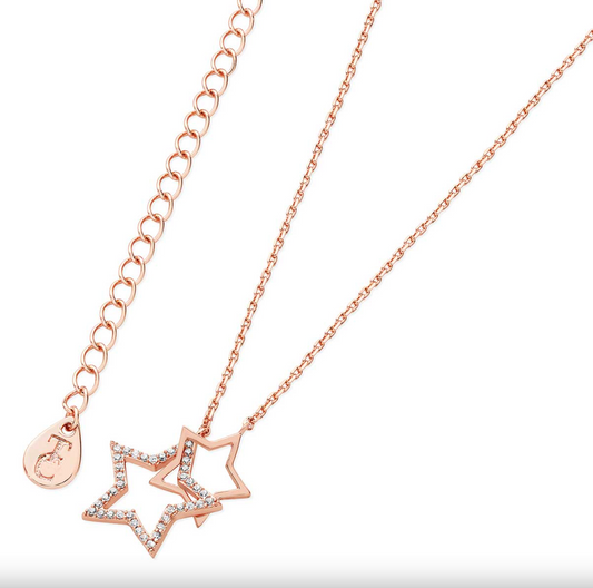 Tipperary Crystal Star Interlocking Pendant Rose Gold