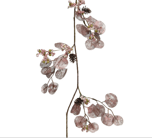 Velvet Pink Garland with berries & pinecones 130cm