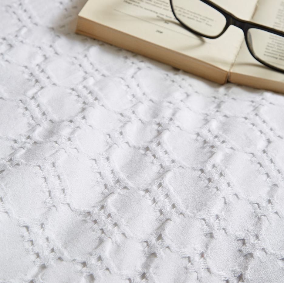 WHITE WAFFLE COTTON CIRCLE DOUBLE DUVET SET