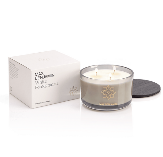 White Pomegranate 560g Luxury 3 Wick Candle & Lid