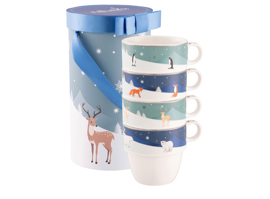Winter Animals Stacking Mugs Set of 4