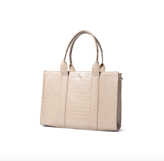 XL Tote - Light Taupe Croc Detail