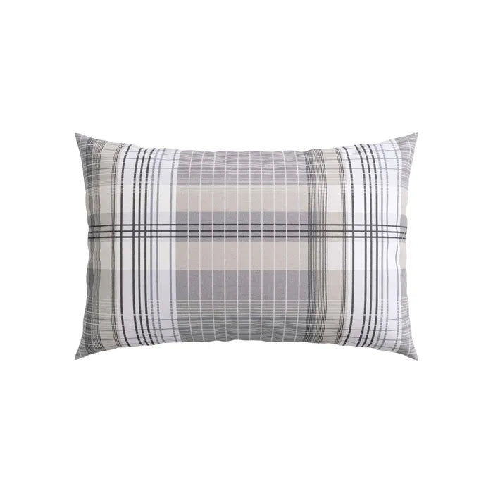 Brushed Check Cover Set Warm Grey