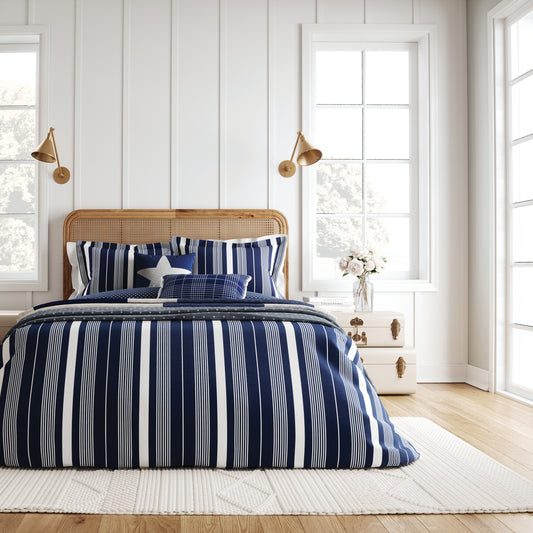 Helena Springfield Hamptons Stripe Cover Set Navy/White