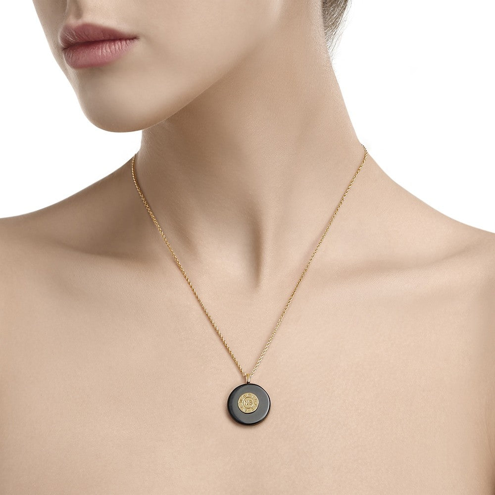Newbridge Silverware Circular Black Stone Pendant