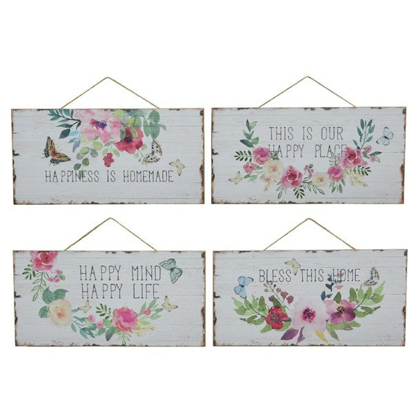 Flowerprint Wooden Wall Sign