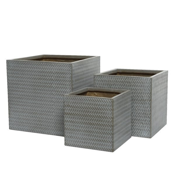 Taupe Alex planter square bamboo outdoor