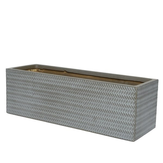 Taupe Cody planter fibre clay rectangle wave outdoor