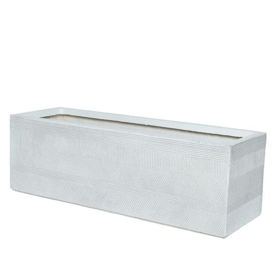Lge Light Grey Liam planter rectangle varying stripes outdoor