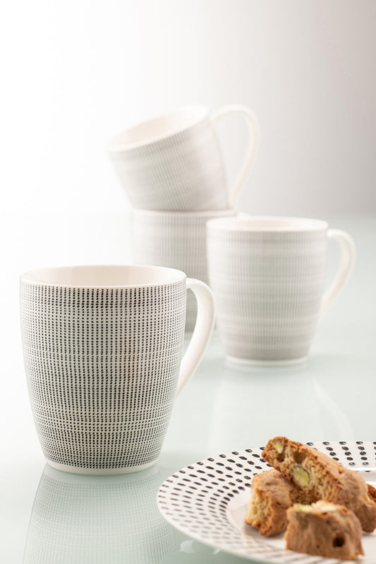 Spots & Dots 4 Mugs Set Black