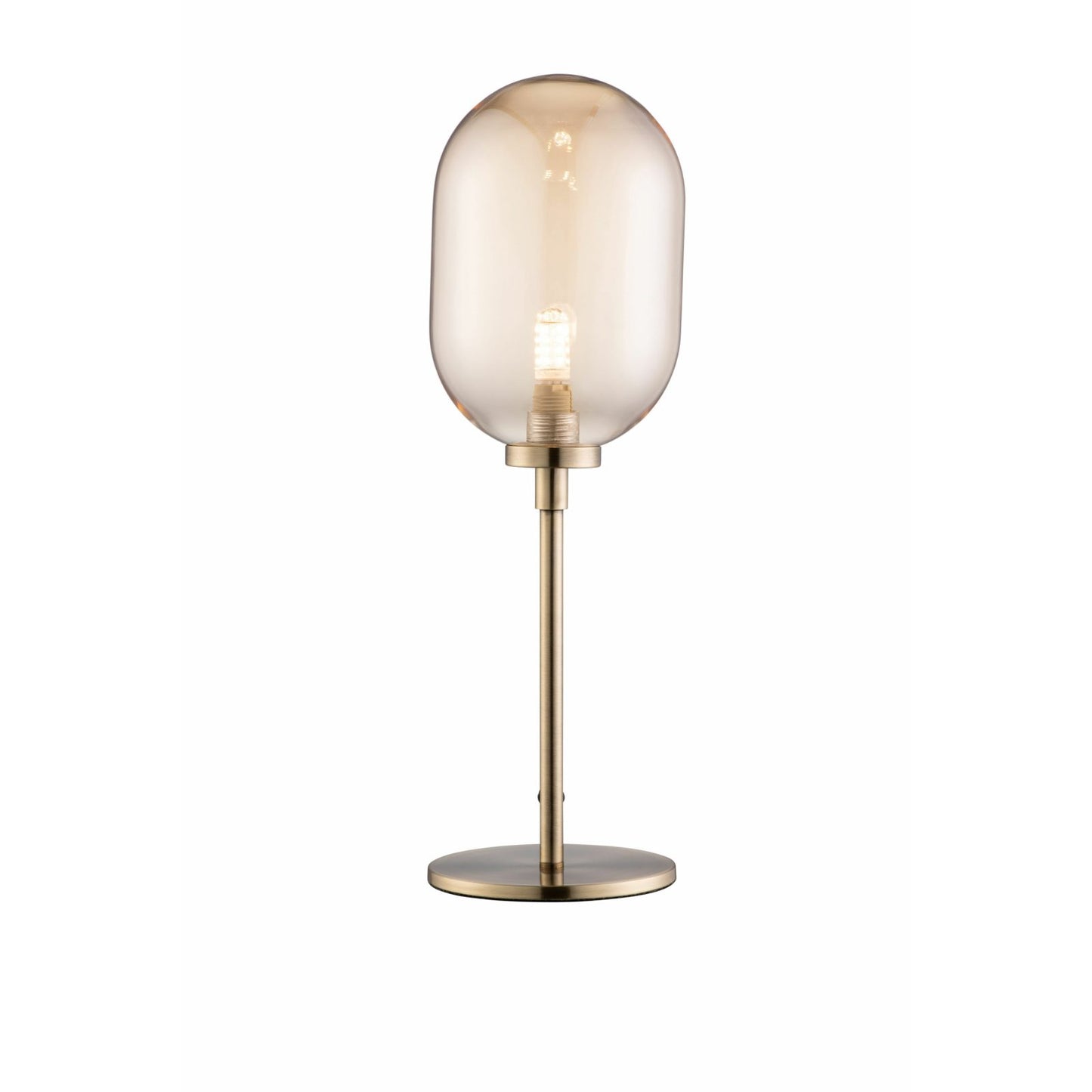 Amber Glass & Brass Stem Lamp