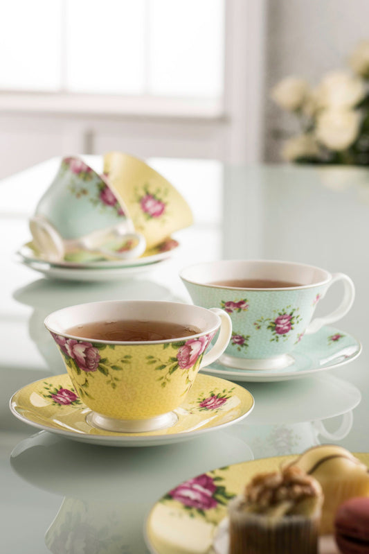 Archive Rose 4 Teacup & Saucer Set