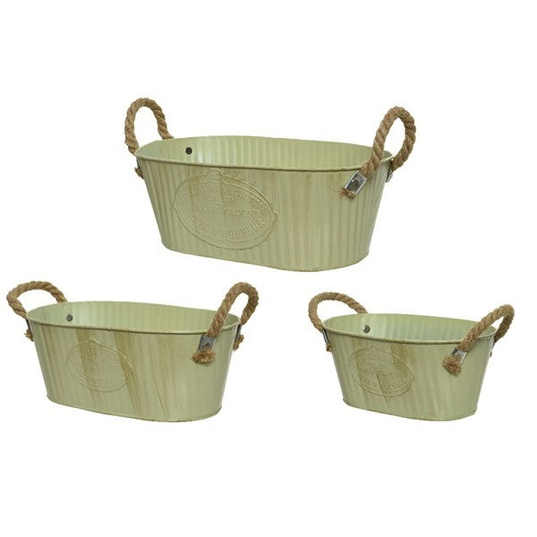 Green Oval Zinc Pot outdoor