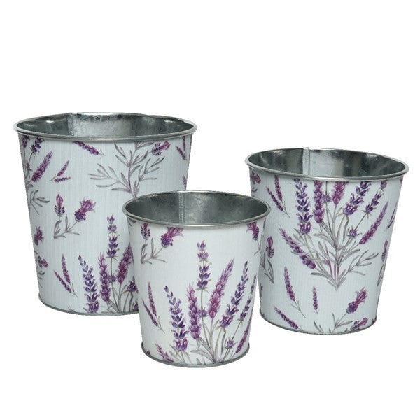 Lavender Print Outdoor Zinc Pot
