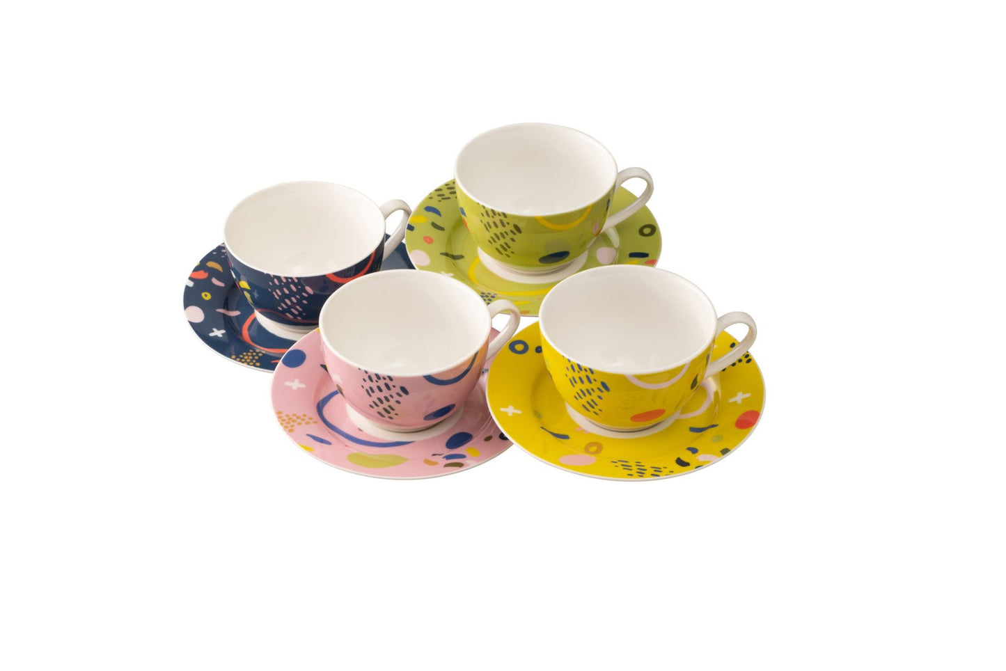 Verdant set of 4 Teacups & Saucers