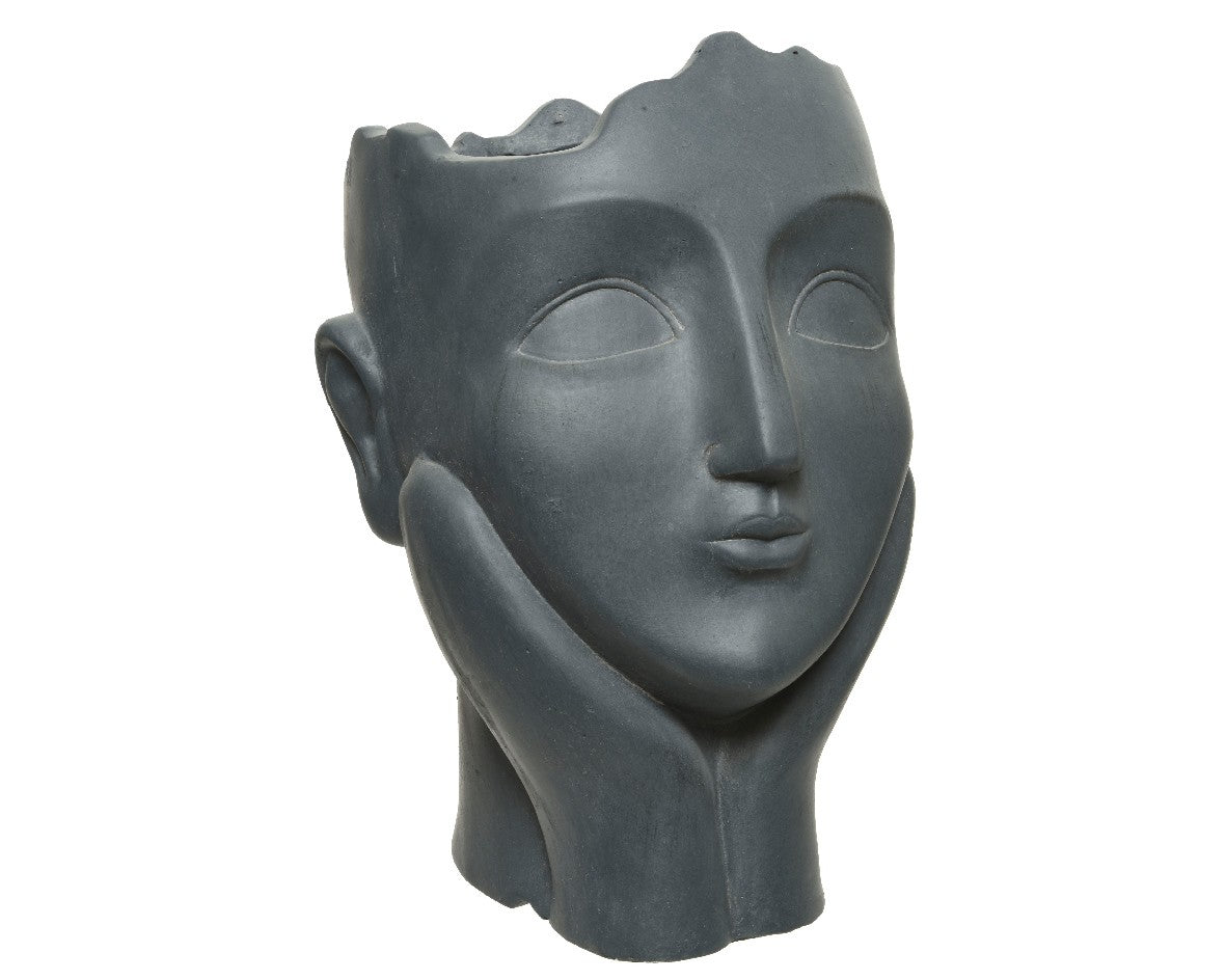 Grey Planter fibre clay lady face smooth