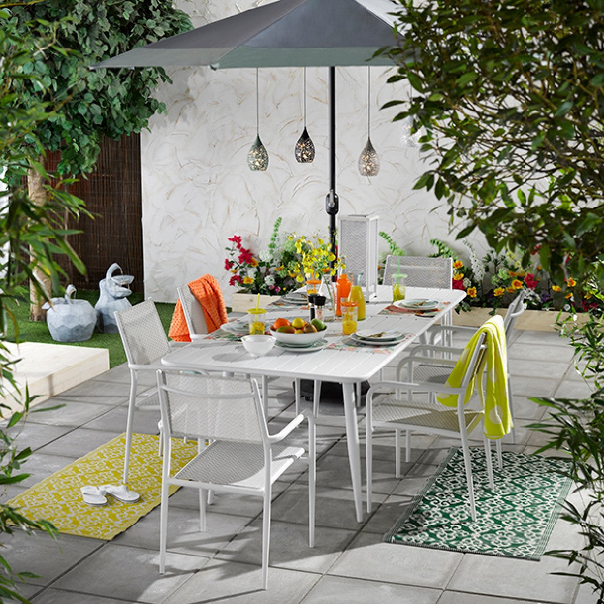 Grey/Green Parasol polyester outdoor 2.4M