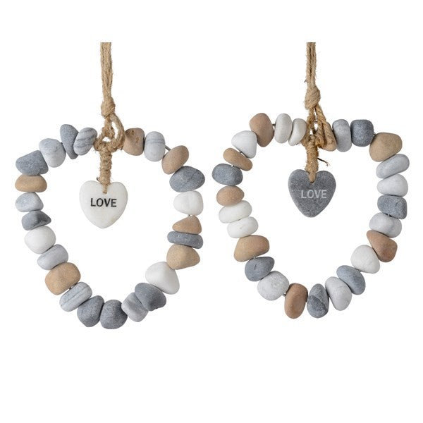 Heart stone with white or grey centre stone