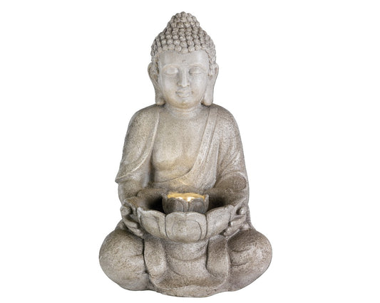 Light Grey Buddha with Fountain H42.5cm