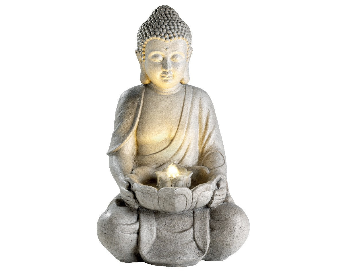 Light Grey Buddha with Fountain H71cm