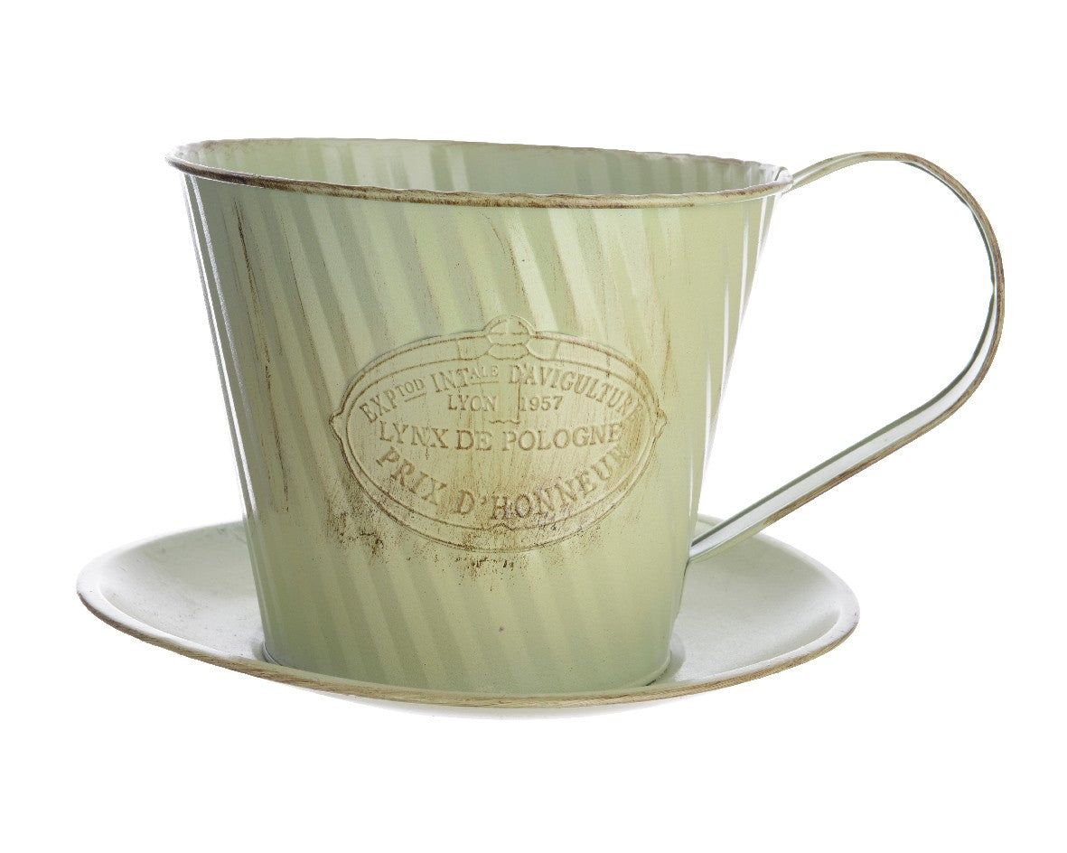 Planter zinc cup saucer outdoor