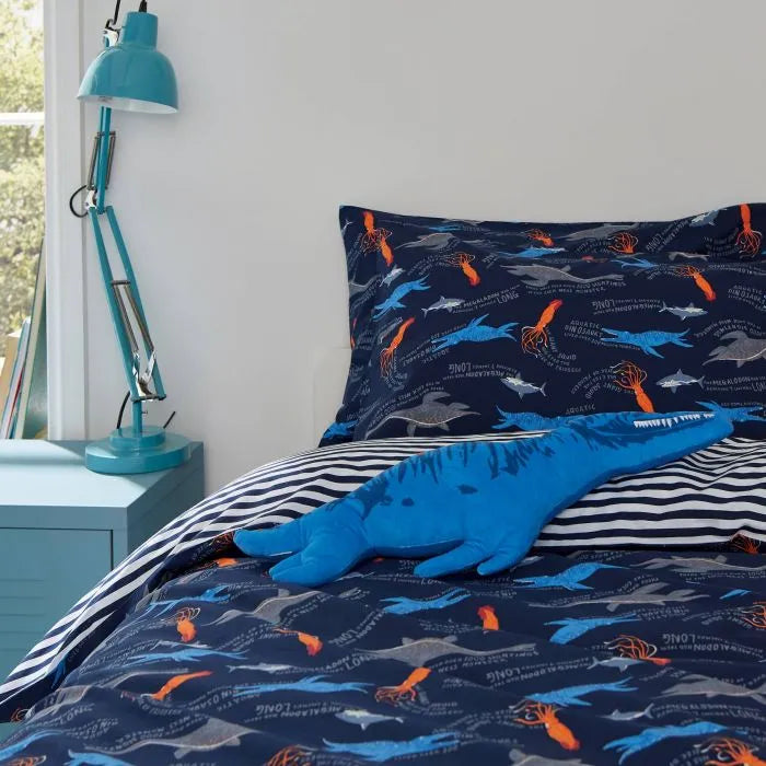 SEA MONSTERS COVER SET SINGLE NAVY