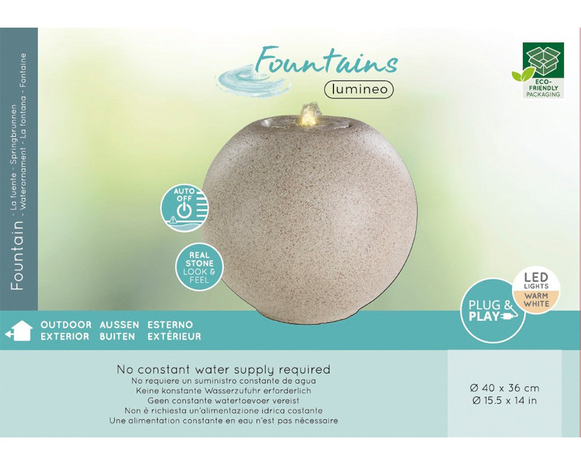 Sand Coloured Ball Fountain dia 40cm