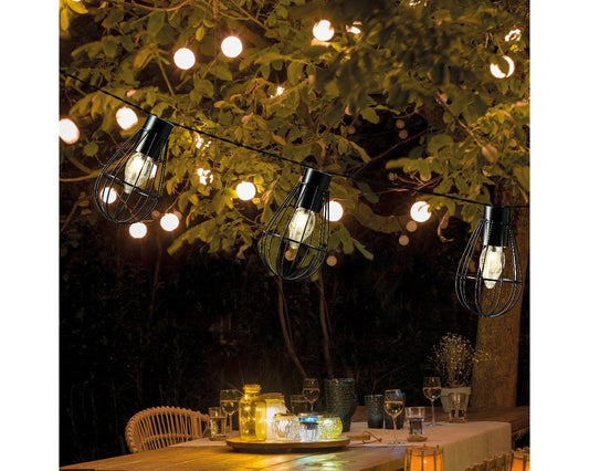 Solar stringlights Black iron steady 8L