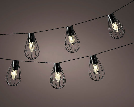 Solar stringlights Black iron steady 8L