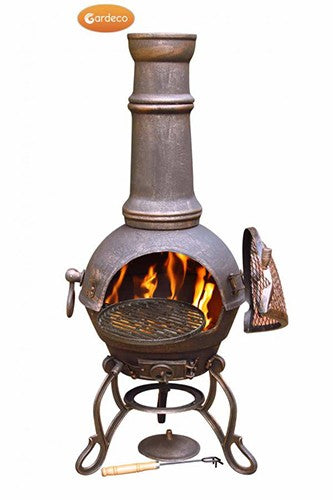 Toledo large cast iron chimenea in bronze