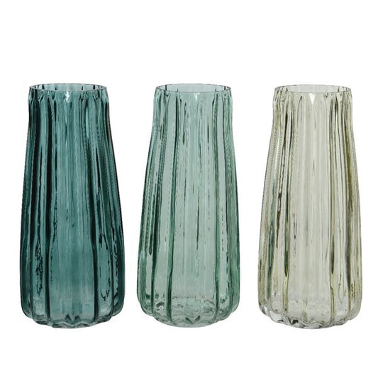 Vase glass rippled H21.5cm