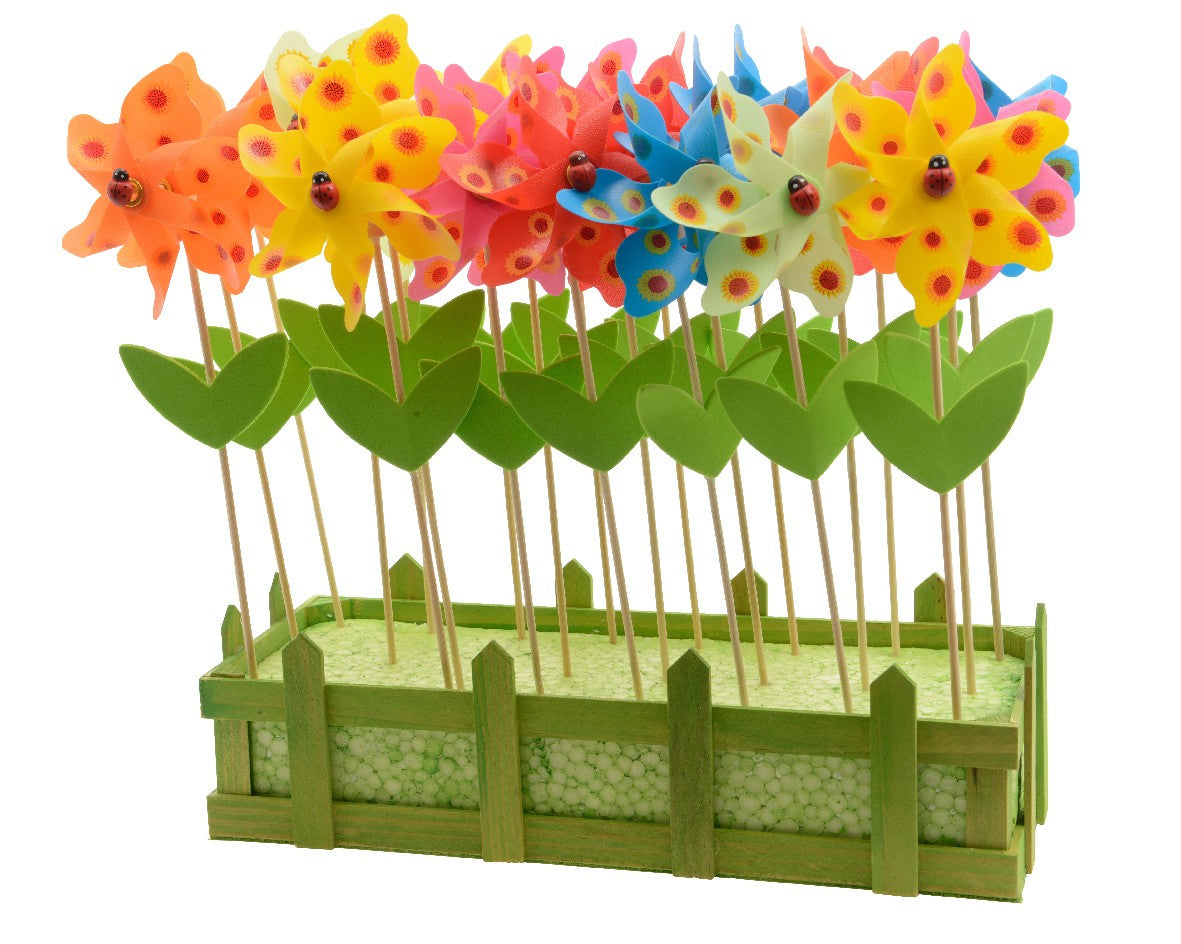 Windmill plastic with ladybird 6col ass outdoor H28cm