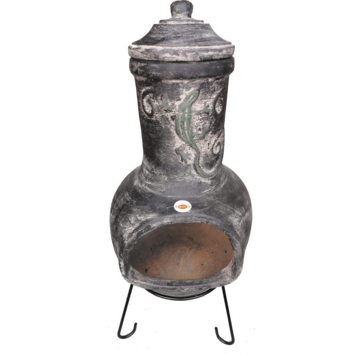 Iguana Medium Mexican Chimenea in Grey