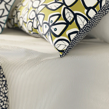 LAILA / CLARA FITTED SHEET - GREEN & INK