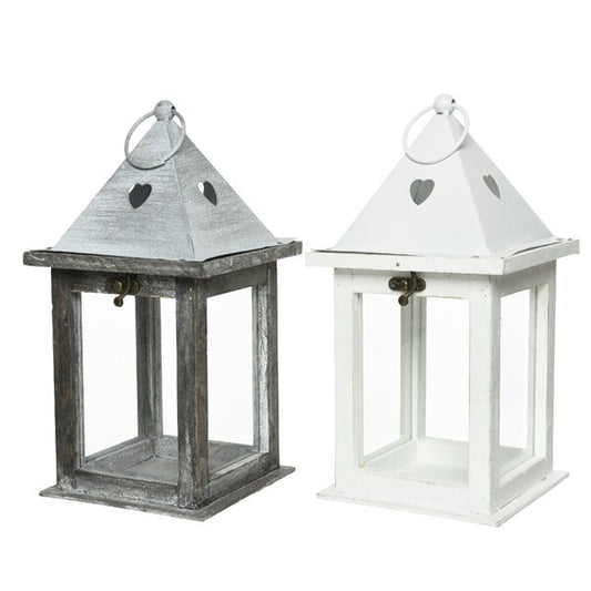 Lantern firwood washed roof H23cm