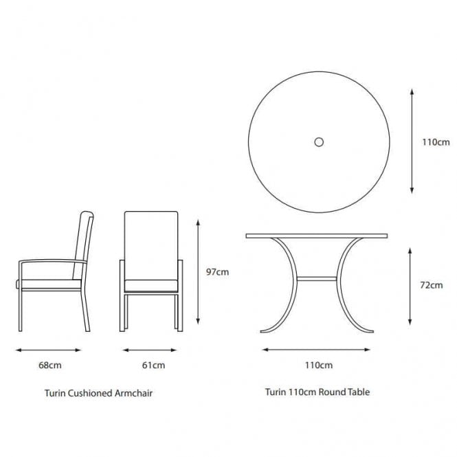 Turin 4 Seat Dining set with 2.5m Parasol