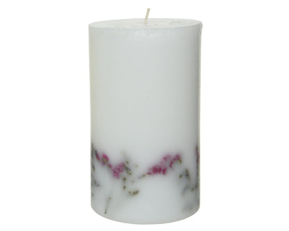 Pillar candle wax dried flowers H15cm
