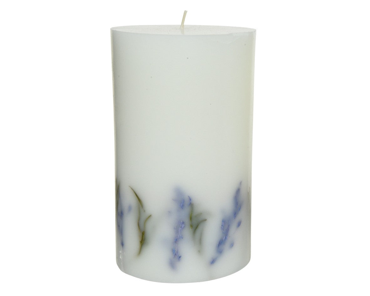 Pillar candle wax dried flowers H15cm