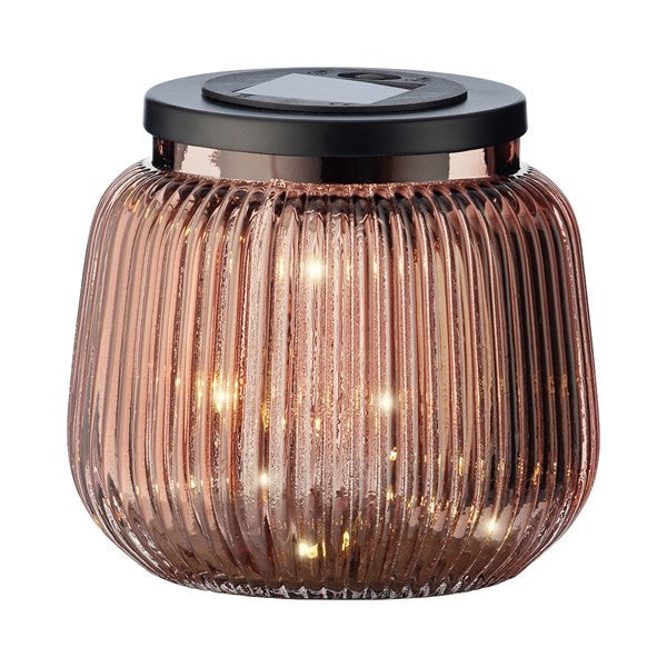 Terracotta Solar table light glass steady H13cm